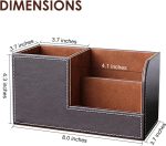 TooCust Leather Office Desk Organizer with Drawer, Multi-function Office Supplies for Desk Top Organizer,Black Mens Desk Accessories,Teacher Desk Organizer for Pen Pencil Holders and Organizers - Image 3